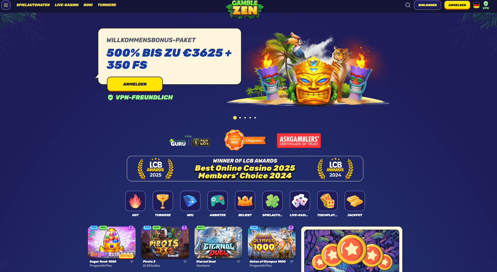 Gamblezen Casino mit Sofort Auszahlung