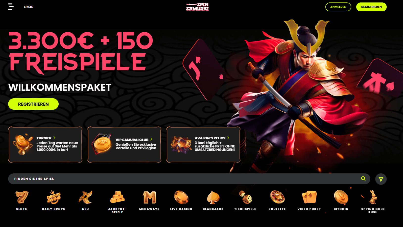 Spin Samurai Casino mit Sofort Auszahlung