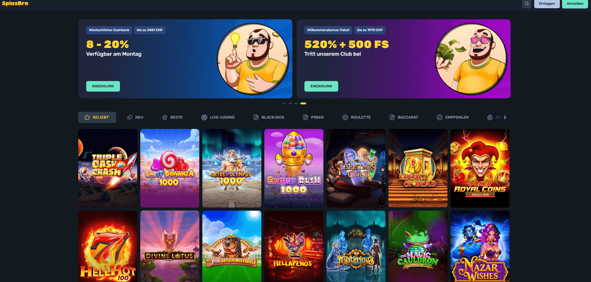 Spinsbro Casino mit Sofort Auszahlung